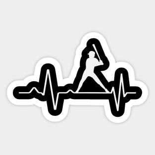 Baseball Player Heartbeat Pulse Sticker